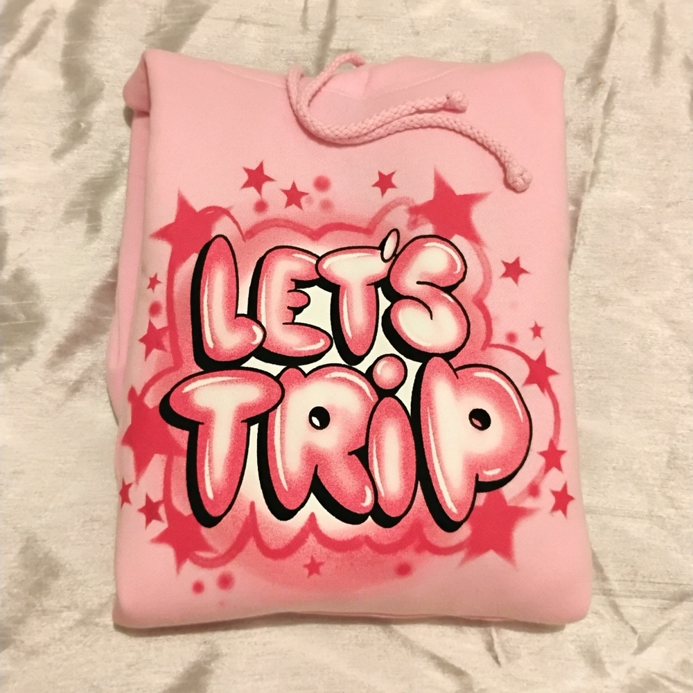 Let's Trip Airbrush Hoodie Pink